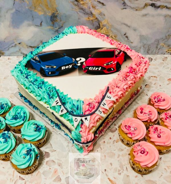 Custom gender reveal cake